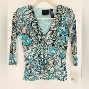 Vintage Y2K Deadstock NWT Sheer Mesh AXCESS Top Teal Green Black Fairy Grunge S